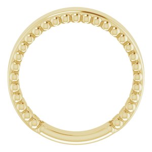 14K Yellow Gold Polished Engravable Beaded Ring Size 7