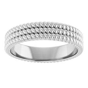 Platinum 3-Layered Stacked Rope Band Size 6