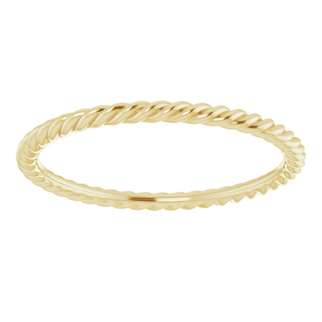 18K Yellow Gold Polished Skinny Rope Standard-Fit Band, Size 7.5