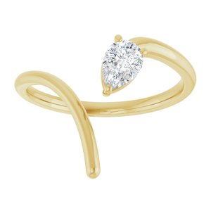 14K Yellow Gold Pear 6 X 4 Mm Polished 1/3 Ct Lab-Grown Diamond Negative Space Ring Size 7