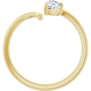 14K Yellow Gold Pear 6 X 4 Mm Polished 1/3 Ct Lab-Grown Diamond Negative Space Ring Size 7