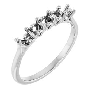 14K White Gold Round 3 Mm Polished 1/2 Ctw Natural Diamond Anniversary Band Size 7