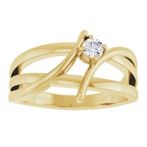 14K Yellow Gold Round 3.2 Mm Polished 1/8 Ct Lab-Grown Diamond Ring Size 7