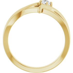 14K Yellow Gold Round 3.2 Mm Polished 1/8 Ct Lab-Grown Diamond Ring Size 7