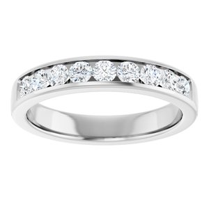 Platinum Round 3 Mm Polished 3/4 Ctw Natural Diamond Band Size 11