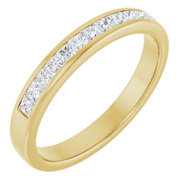 14K Yellow Gold Square 2 X 2 Mm Polished 5/8 Ctw Natural Diamond Band, Size 11