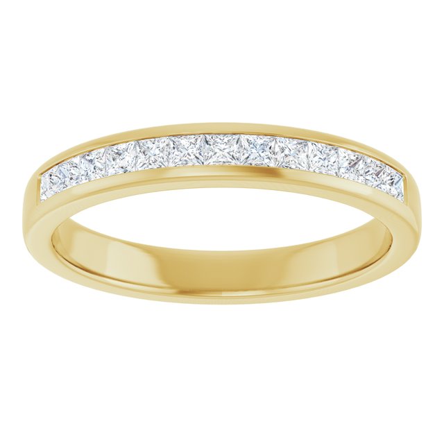 14K Yellow Gold Square 2 X 2 Mm Polished 5/8 Ctw Natural Diamond Band, Size 11