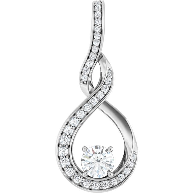 14K Yellow Or White Gold Round 4.1Mm Si1-Si2, Gh Polished 3/8 Ctw Lab Grown Diamond Freeform Pendant
