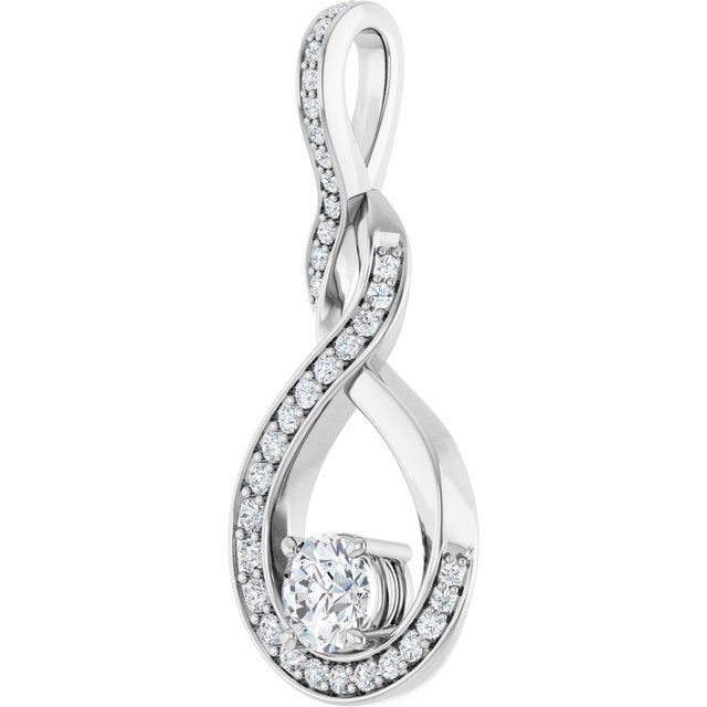 14K Yellow Or White Gold Round 4.1Mm Si1-Si2, Gh Polished 3/8 Ctw Lab Grown Diamond Freeform Pendant