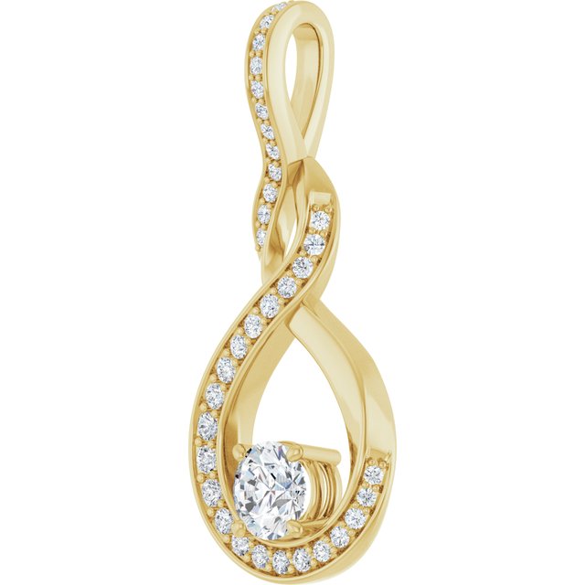 14K Yellow Or White Gold Round 4.1Mm Si1-Si2, Gh Polished 3/8 Ctw Lab Grown Diamond Freeform Pendant