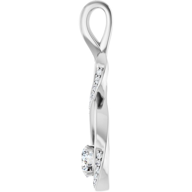 14K Yellow Or White Gold Round 4.1Mm Si1-Si2, Gh Polished 3/8 Ctw Lab Grown Diamond Freeform Pendant