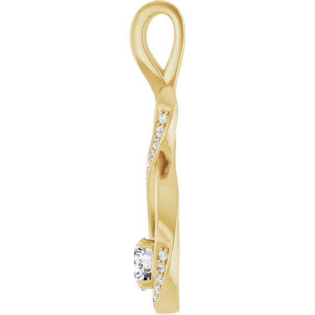 14K Yellow Or White Gold Round 4.1Mm Si1-Si2, Gh Polished 3/8 Ctw Lab Grown Diamond Freeform Pendant