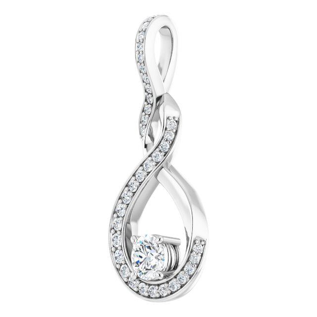 14K White Gold Round 4.1Mm I1, G-H Polished 3/8 Ctw Natural Diamond Freeform Pendant