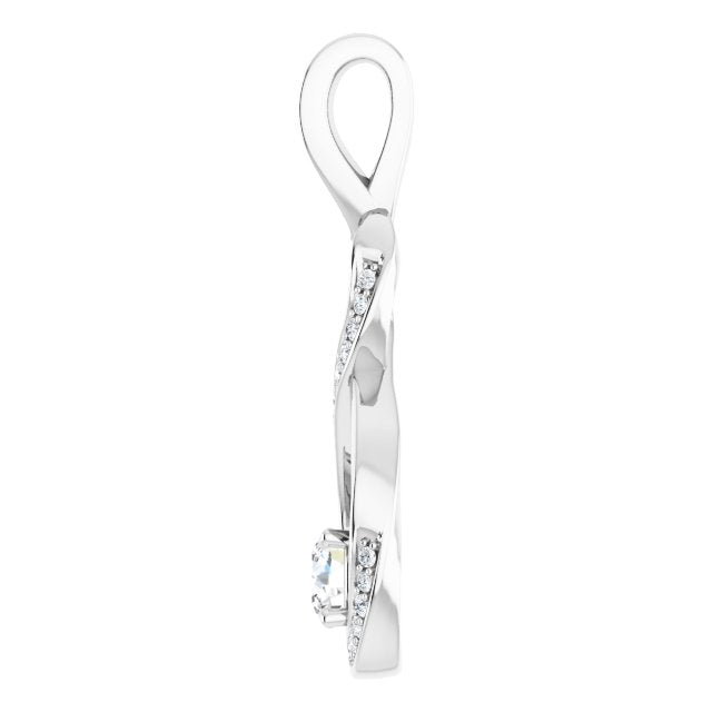 14K White Gold Round 4.1Mm I1, G-H Polished 3/8 Ctw Natural Diamond Freeform Pendant