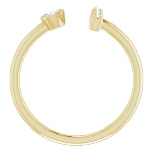 14K Yellow Gold Natural Diamond Round 3 Mm Natural Diamond Polished 1/6 Ctw Natural Diamond Bar Ring Size 7