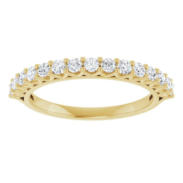 14K Yellow Gold Round 2 Mm Polished 1/2 Ctw Lab-Grown Diamond Anniversary Band, Size 7