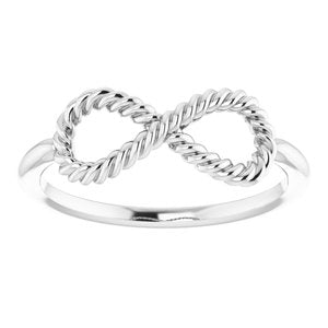 14K White Gold Polished Infinity-Inspired Rope Ring Size 7