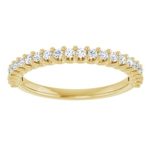 14K Yellow Gold Round 1.5 Mm Polished 1/4 Ctw Natural Diamond Anniversary Band Size 7