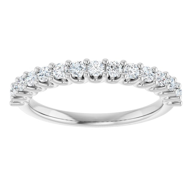 14K Yellow Or White Gold Round 2 Mm Polished 1/2 Ctw Lab-Grown Diamond Anniversary Band, Size 7