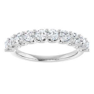 14K White Gold Round 3 Mm Polished 1 Ctw Lab-Grown Anniversary Band Size 7