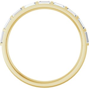 14K Yellow Gold Straight Baguette 3 X 1.25 Mm Polished 1/4 Ctw Lab-Grown Diamond Anniversary Band Size 7