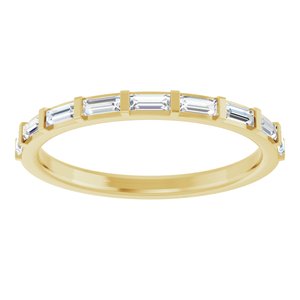 14K Yellow Gold Straight Baguette 3 X 1.25 Mm Polished 1/4 Ctw Lab-Grown Diamond Anniversary Band Size 7
