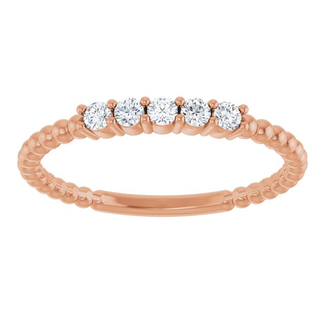 14K Yellow Or White Or Rose Gold Round 2 Mm Polished 1/6 Ctw Lab-Grown Diamond Stackable Ring, Size 7
