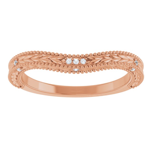 14K Rose Gold Round .9 Mm Polished .03 Ctw Natural Diamond Contour Band, Size 7