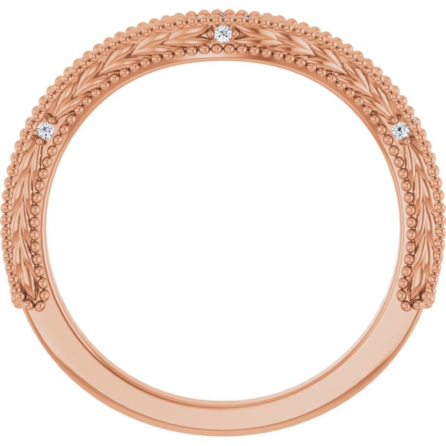 14K Rose Gold Round .9 Mm Polished .03 Ctw Natural Diamond Contour Band, Size 7