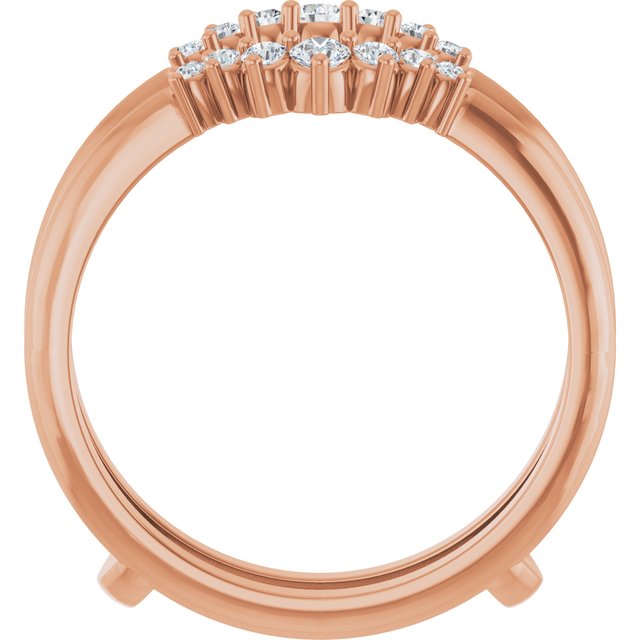 14K Rose Gold Round 2.2 Mm Polished 1/4 Ctw Natural Diamond Ring Guard, Size 7.5