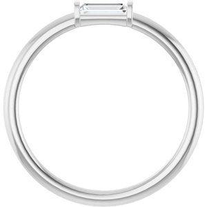 14K White Gold Straight Baguette 5 X 2 Mm Polished 1/6 Ctw Lab-Grown Diamond Stackable Ring Size 7