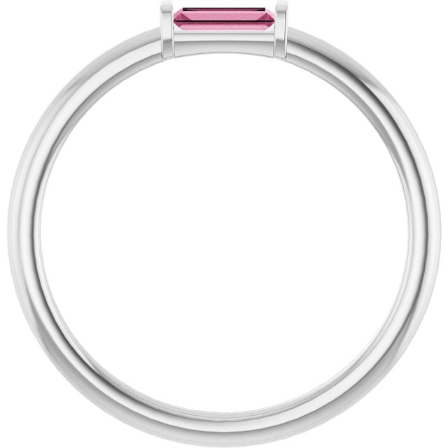14K Yellow Or White Gold Or Sterling Silver Straight Baguette 4 X 2 Mm Polished Natural Gemstone Stackable Ring
