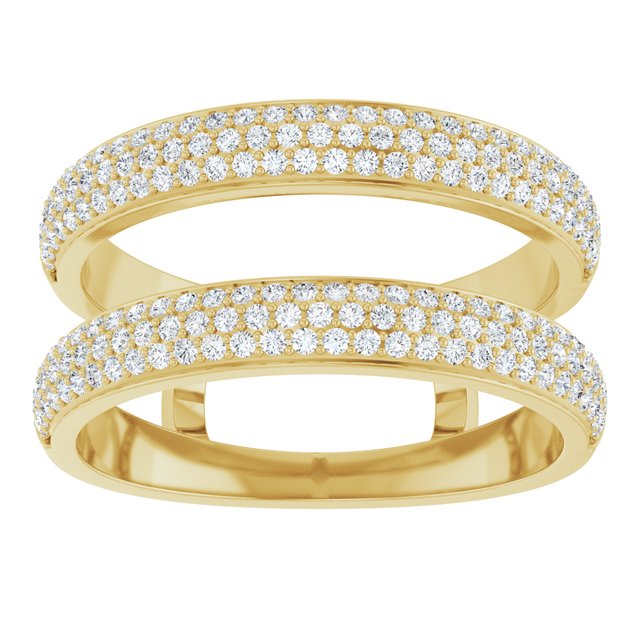 14K Yellow Gold Round .8 Mm Polished 1/2 Ctw Natural Diamond Ring Guard, Size 7