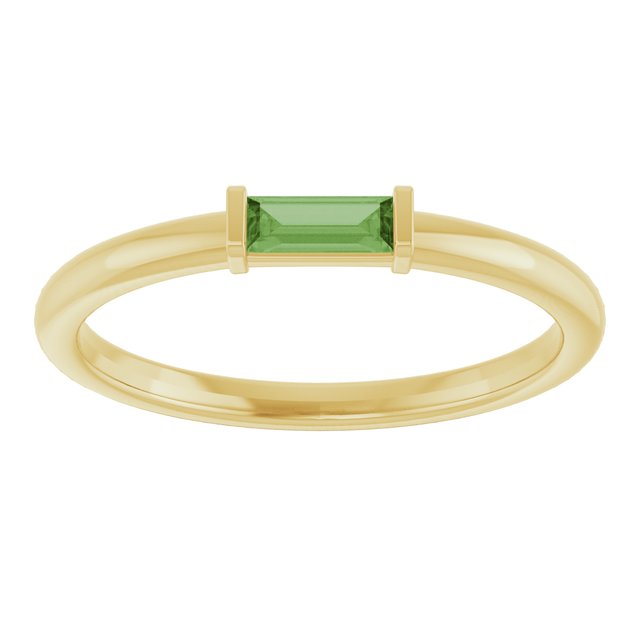 14K Yellow Or White Gold Or Sterling Silver Straight Baguette 4 X 2 Mm Polished Natural Gemstone Stackable Ring