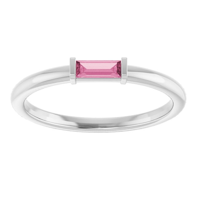 14K Yellow Or White Gold Or Sterling Silver Straight Baguette 4 X 2 Mm Polished Natural Gemstone Stackable Ring