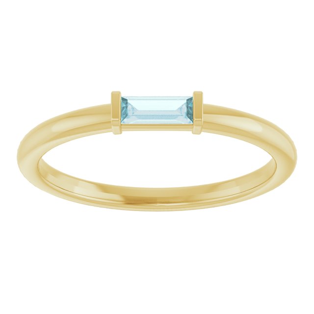 14K Yellow Or White Gold Or Sterling Silver Straight Baguette 4 X 2 Mm Polished Natural Gemstone Stackable Ring