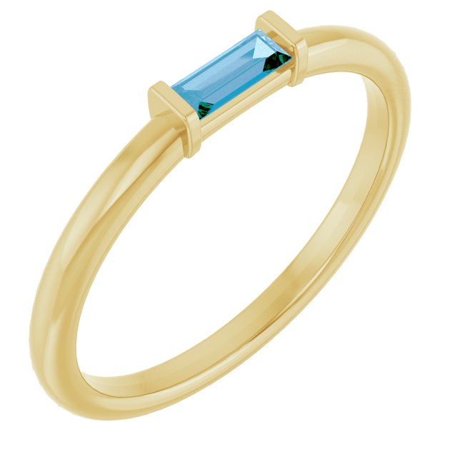 14K Yellow Or White Gold Or Sterling Silver Straight Baguette 4 X 2 Mm Polished Natural Gemstone Stackable Ring