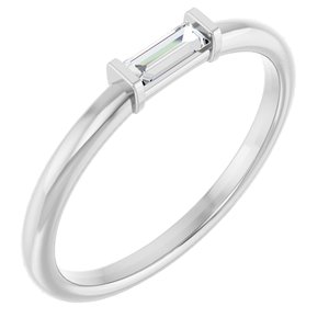 Platinum Straight Baguette 4 X 2 Mm Polished 1/8 Ctw Natural Diamond Stackable Ring Size 7