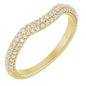 14K Yellow Gold Natural Diamond Round Natural Diamond Polished 1/4 Ctw Natural Diamond Pave Contour Band Size 7