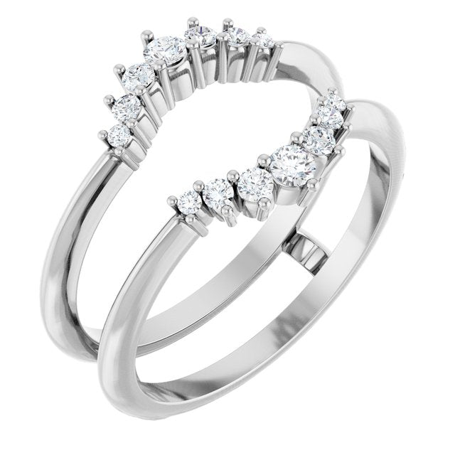 14K Yellow Or White Gold Round 2.2 Mm Polished 1/4 Ctw Lab-Grown Diamond Ring Guard, Size 7
