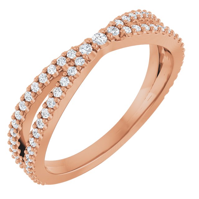 14K Rose Gold Round 1.5 Mm Polished 1/3 Ctw Natural Diamond Contour Band, Size 7