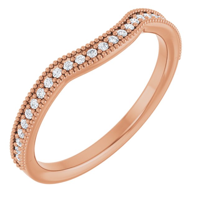 14K Rose Gold Round 1 Mm Polished 1/8 Ctw Natural Diamond Contour Band, Size 7