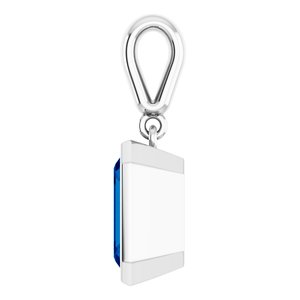 14K White Gold Emerald 9 X 7 Mm Lab-Grown Blue Sapphire Pendant