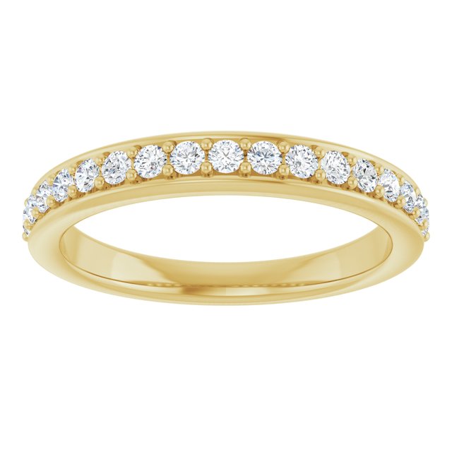 14K Yellow Gold Round 1.7 Mm Polished 1/3 Ctw Natural Diamond Anniversary Band, Size 7