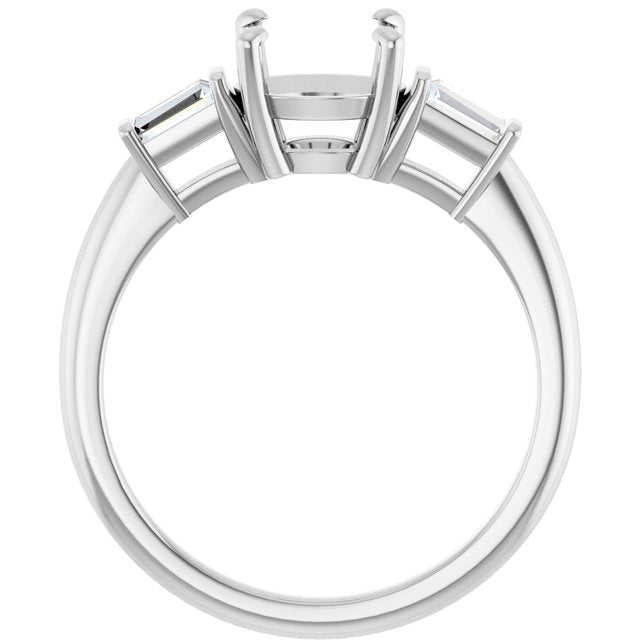 14K White Gold Round 7.4 Mm Polished 1/5 Ctw Lab-Grown Diamond Semi-Set Engagement Ring, Size 7