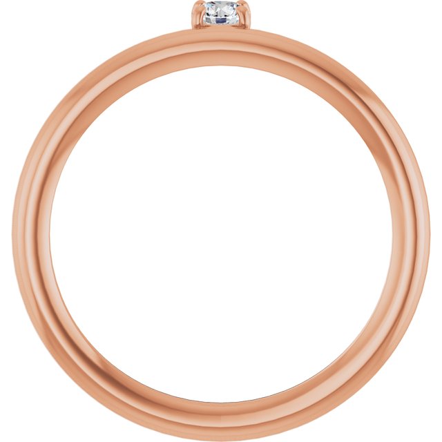 14K Rose Gold Round 3 Mm Polished 1/10 Ct Natural Diamond Stackable Ring, Size 7