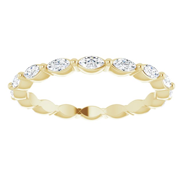 14K Yellow Gold Marquise 3 X 1.5 Mm Si2-Si3, Ghi Polished 1/2 Ctw Natural Diamond Eternity Band, Size 6