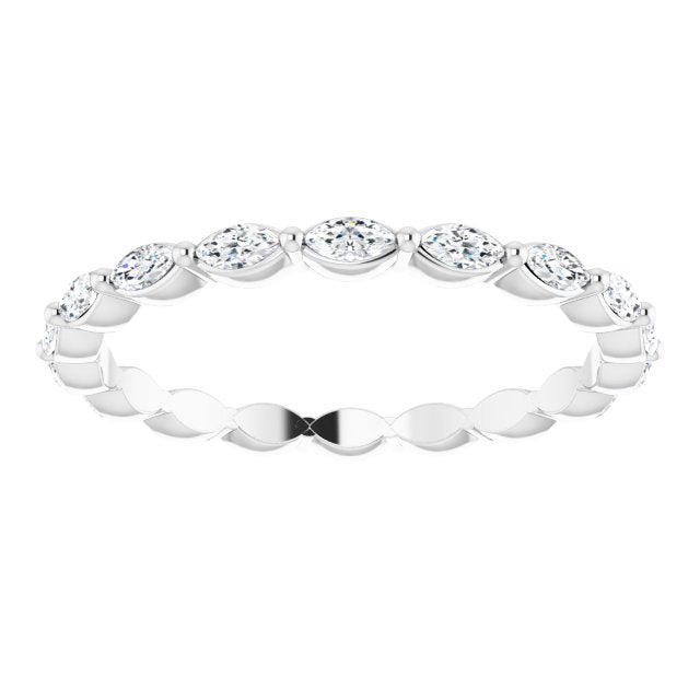 14K White Gold Marquise 3.5 X 2 Mm Si2-Si3, Ghi Polished 3/4 Ctw Natural Diamond Eternity Band, Size 6.5