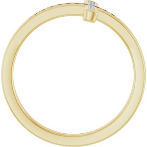 14K Yellow Gold Lab-Grown Diamond Round 1.7 Mm Lab-Grown Diamond Polished 1/10 Ct Lab Grown Diamond Sideways Cross Ring Size 7