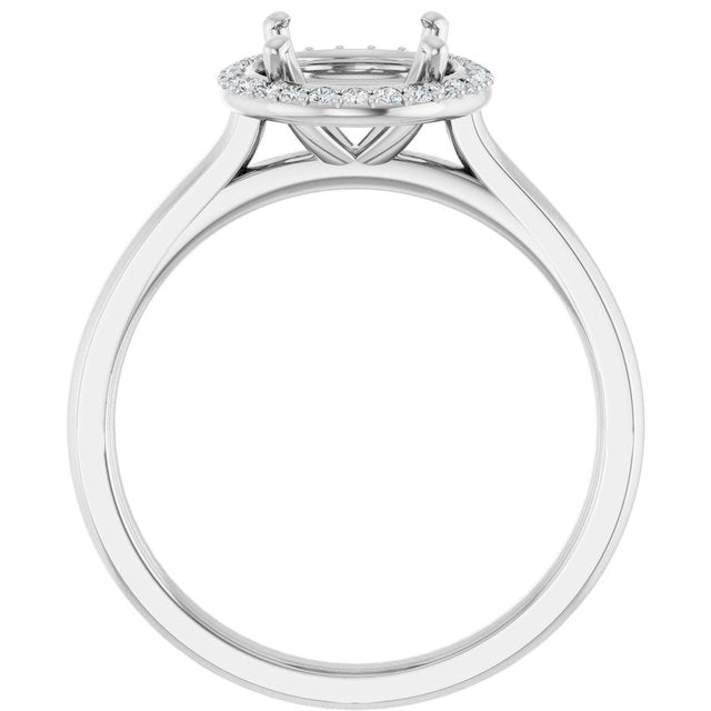 14K White Gold Oval Polished Lab-Grown Diamond Semi-Set Engagement Ring, Size 7